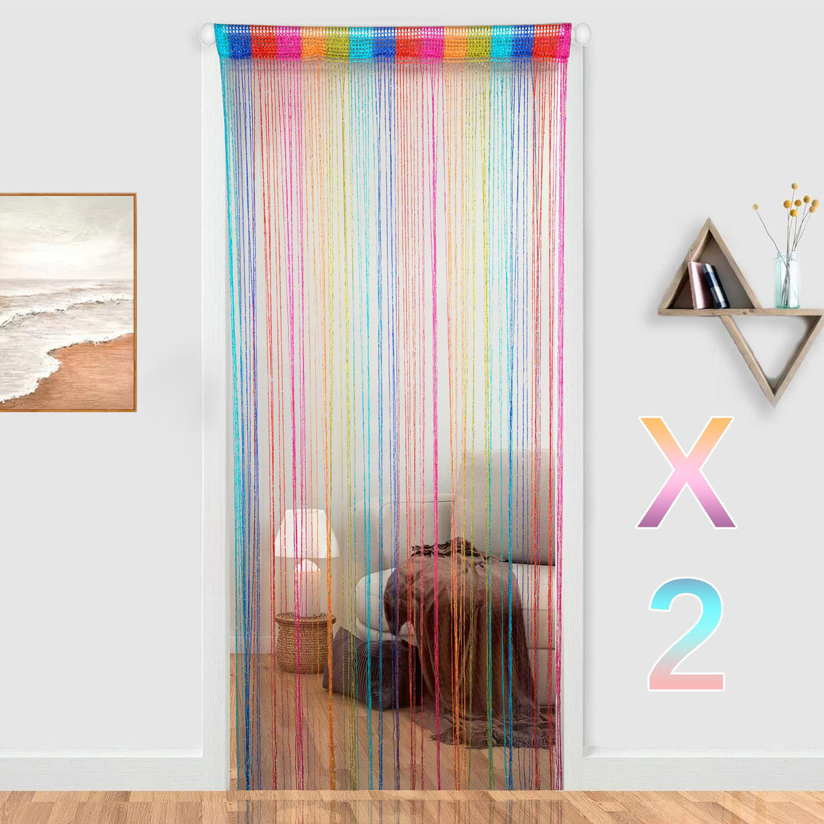 Hysenm 2 Pack Door String Curtains Hippie Decor Closet Beaded Curtains