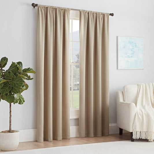Eclipse Thermapanel Room Darkening Rod Pocket Curtain, 54x84, Taupe