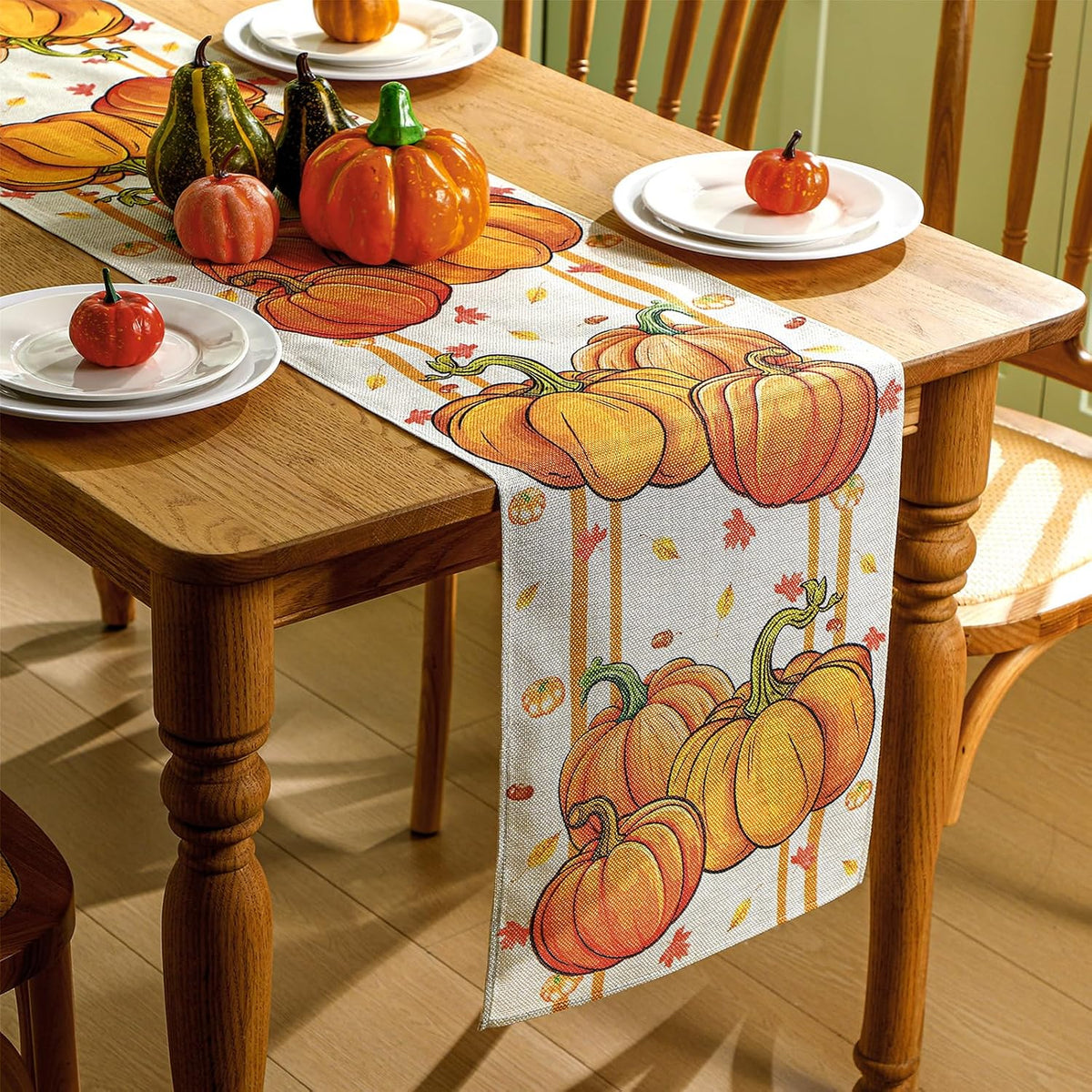 Honeydak 12 Pcs Holiday Table Runner Seasonal Farmhouse Table Decor 13 x 72 Inch Thanksgiving Christmas Decorations Fall Halloween for Home Party Dining Room Kitchen
