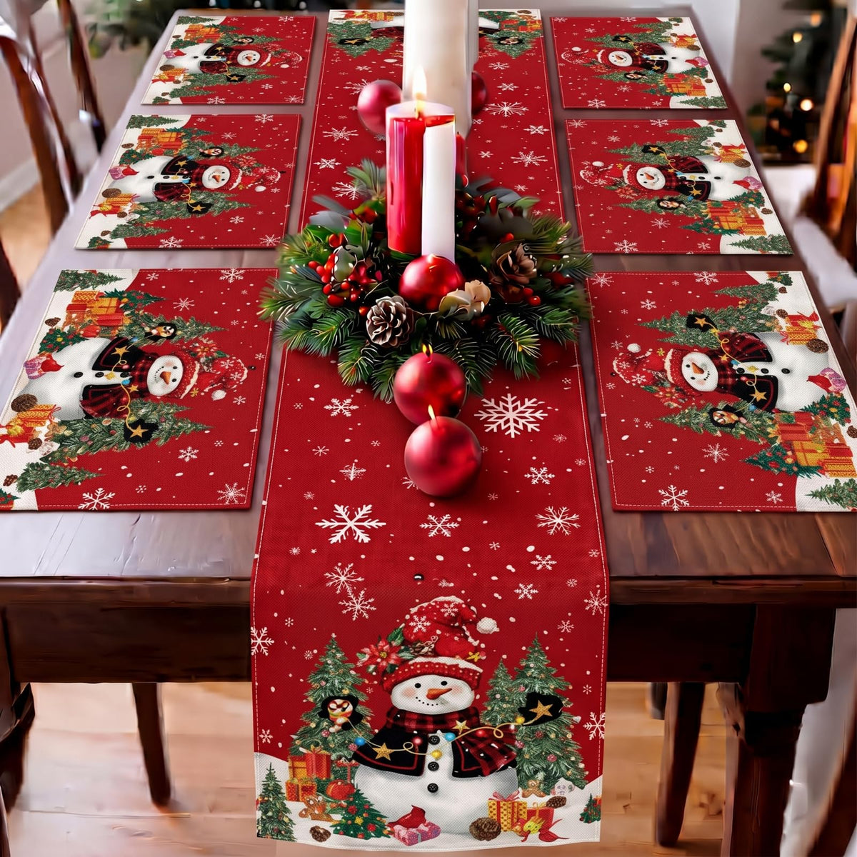 Patelai 7 Pcs Fall Table Runner and Placemats Set, Serve 6