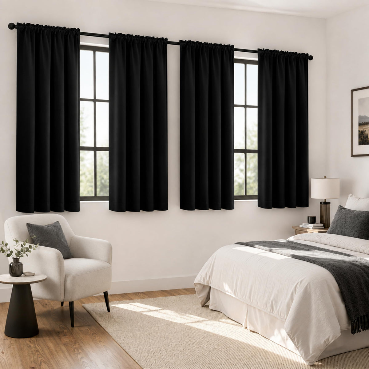 MIULEE Sage Green Blackout Curtains 63 Inch Length for Bedroom 4 Panels