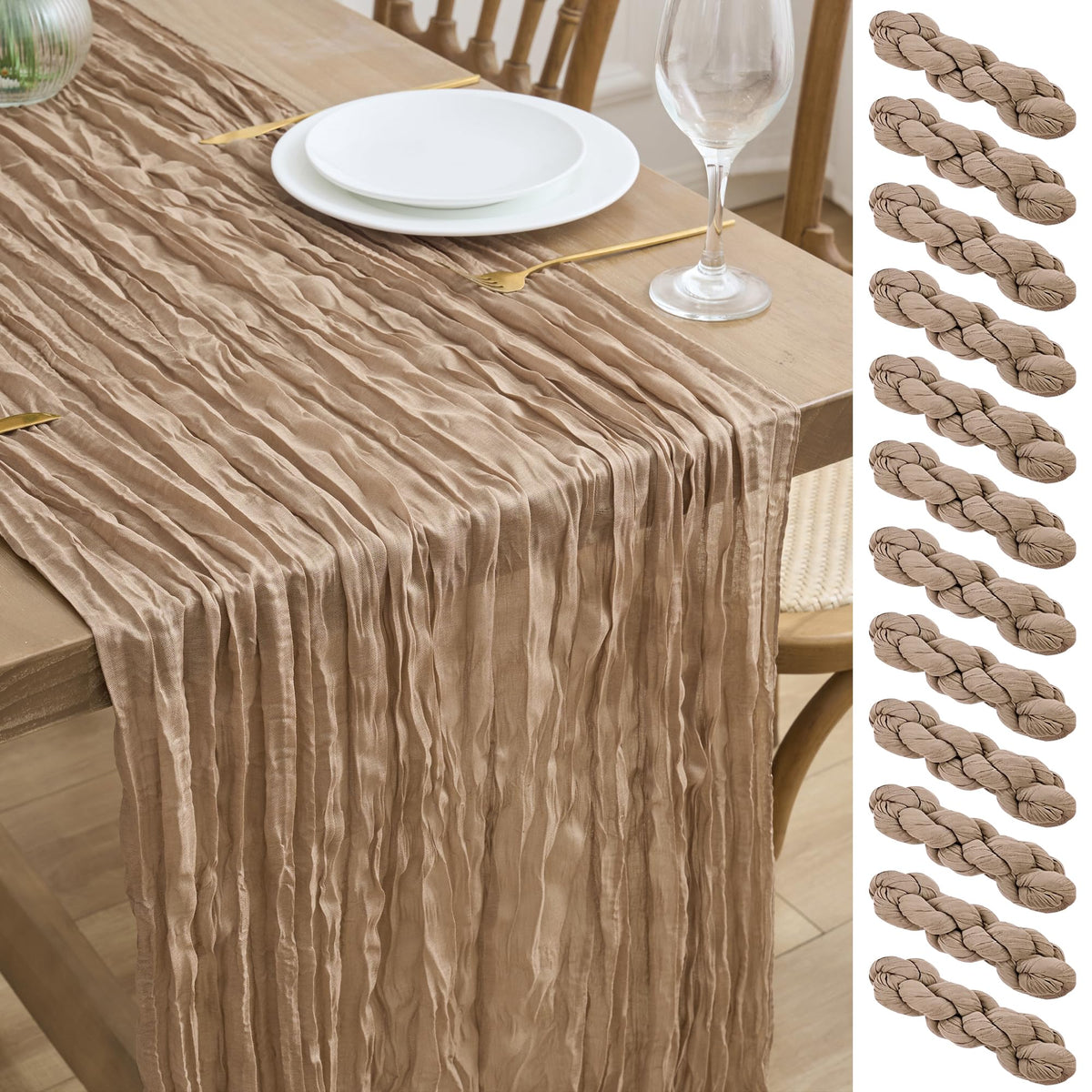 Asee'm Emerald Green Cheesecloth Table Runner Christmas Fall Rustic 10FT