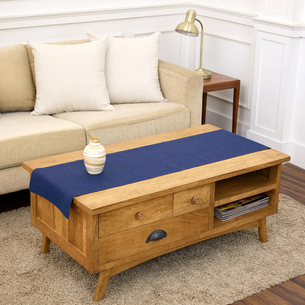 Solino Home 100% Pure Linen Table Runner Natural Long, Athena 14 x 108 in