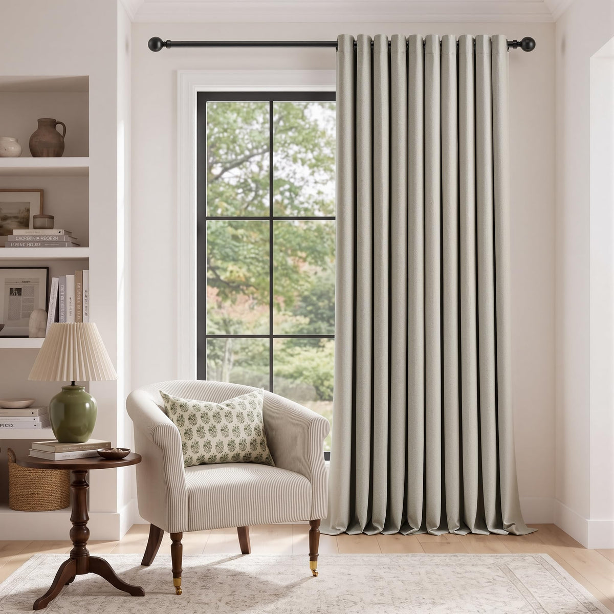 Natural Ivory 100% Blackout Grommet Linen Curtains 90 Inch Long 2 Panels