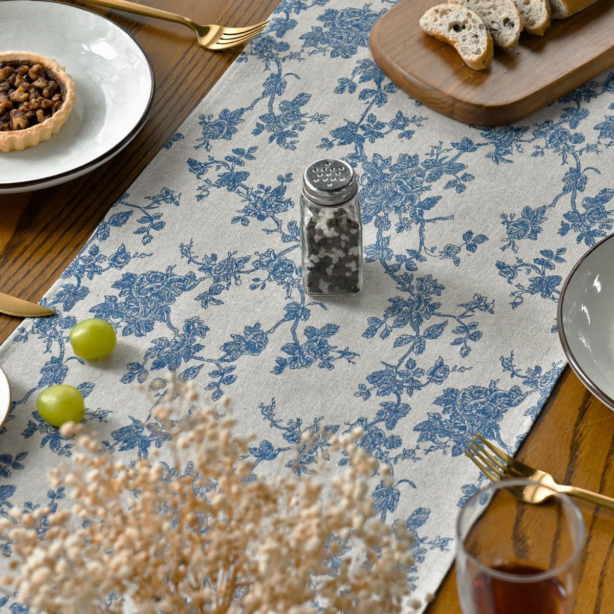 Artoid Mode Dark Grey 13x120 Inch Chinoiserie Table Runner