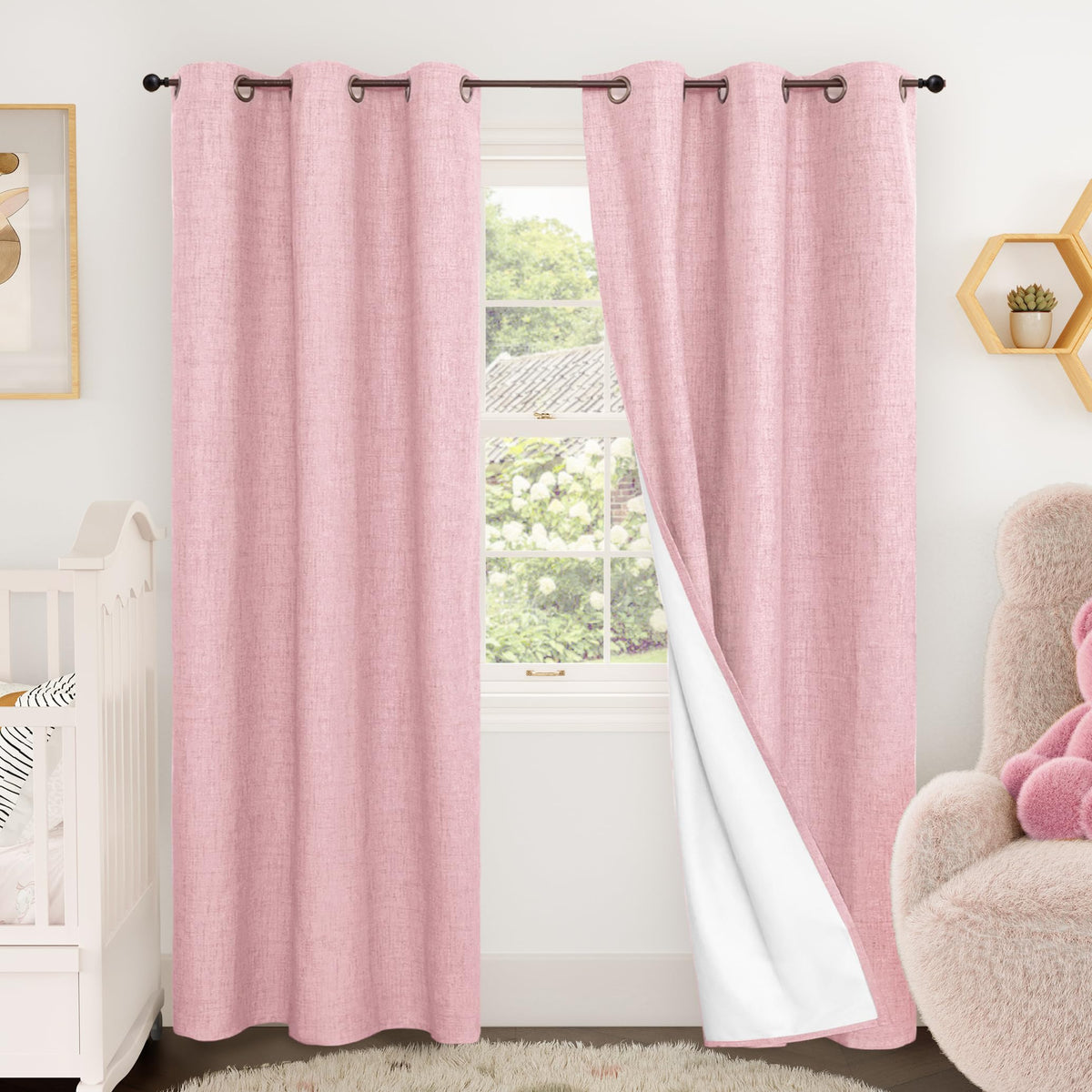 Lajode Natural Linen Blackout Curtains for Bedroom - 52x84 Inch 2 Panels