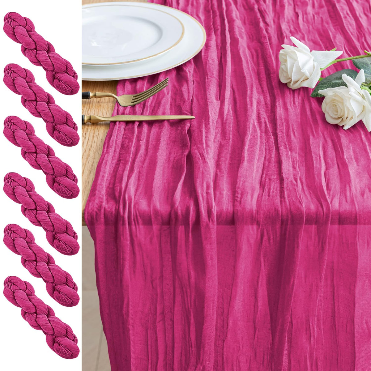 Cheesecloth Table Runner 10FT Blushing Pink Boho Gauze Sheer Runners
