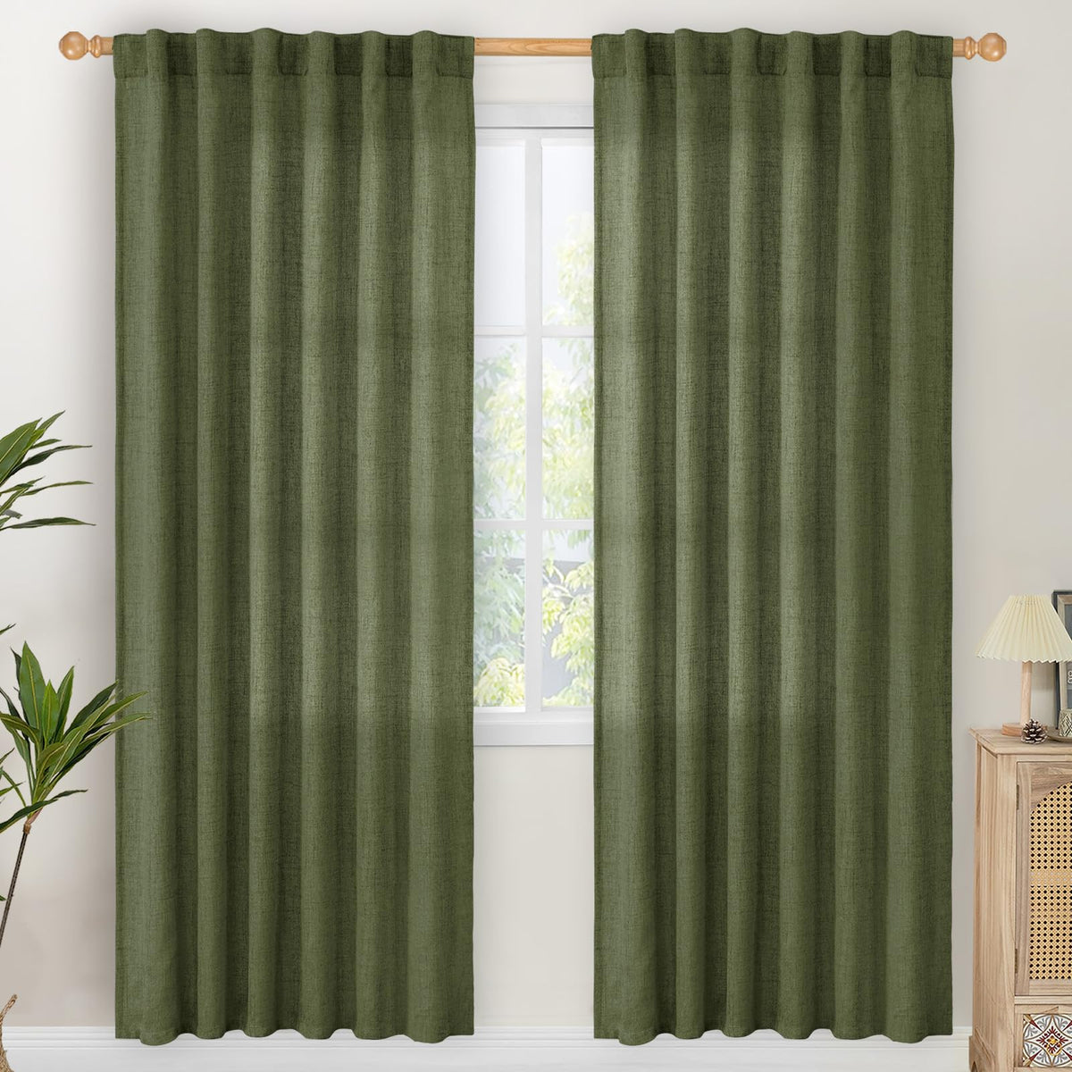 YoungsTex Linen Semi Sheer Curtains 72 Inch Length, Light Filtering Drapes