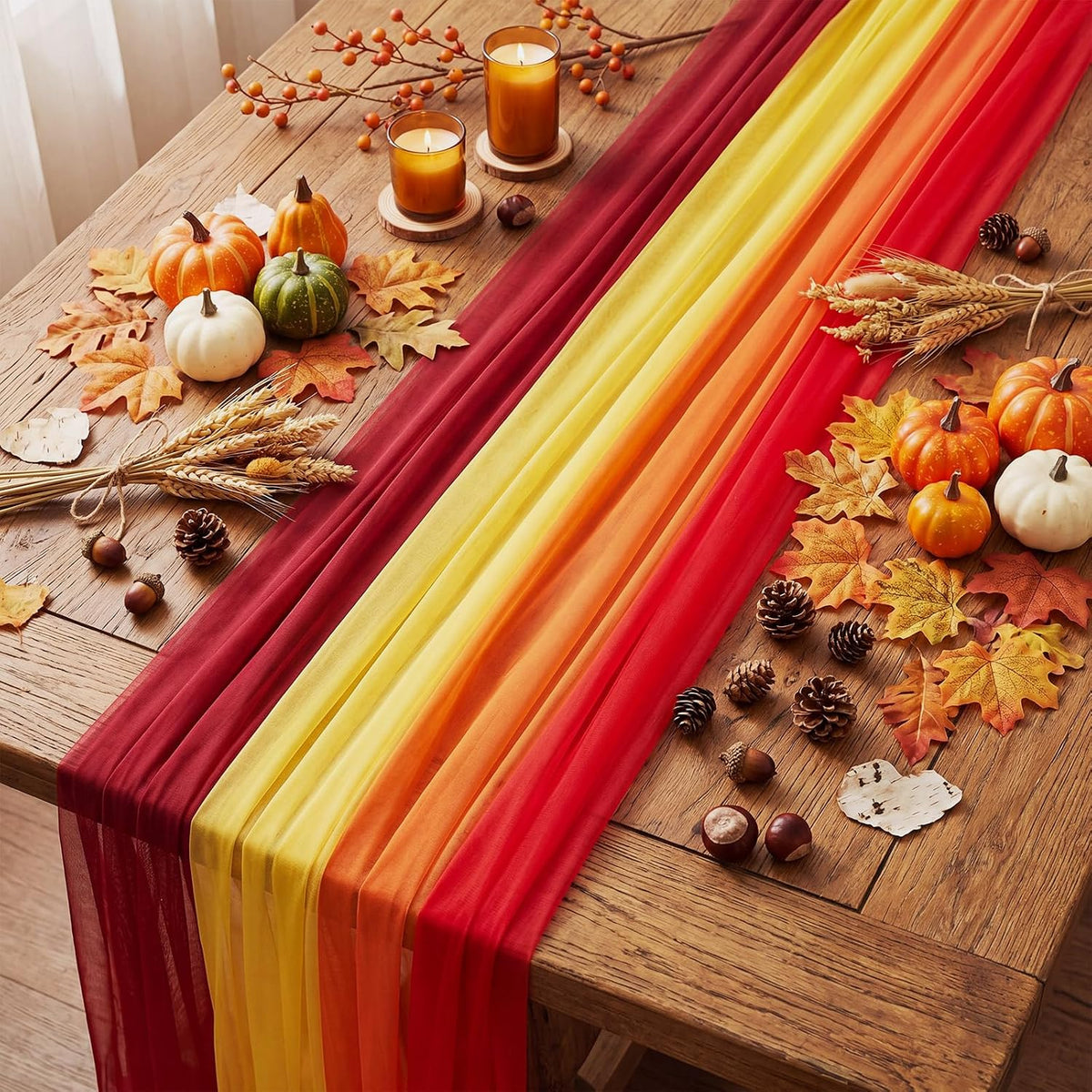 8 Pcs Fall Table Runners 29 x 71 Inch Thanksgiving Decor