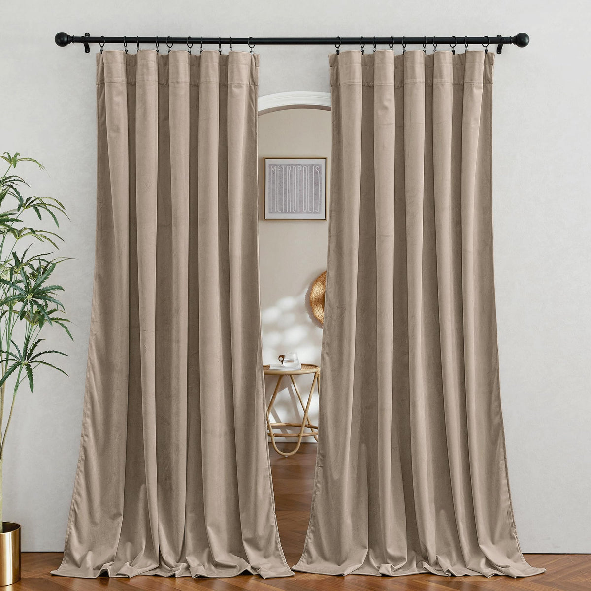 RYB HOME Green Velvet Blackout Curtains 84 inches for Bedroom Living Room