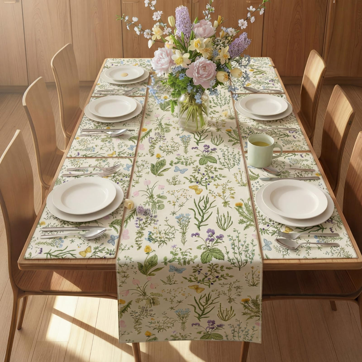Patelai 7 Pcs Fall Table Runner and Placemats Set, Serve 6