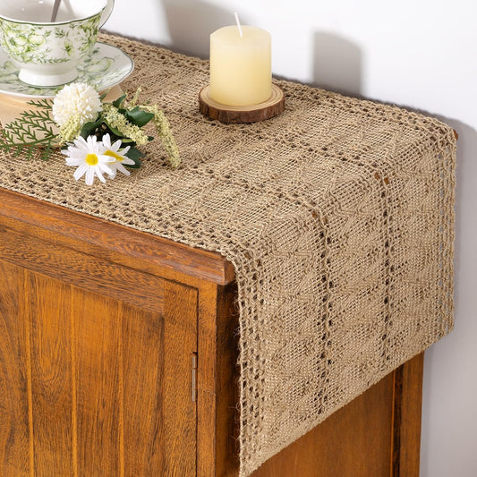 Boho Table Runner Fall Farmhouse Rustic Dining Dresser Scarf Home Decor