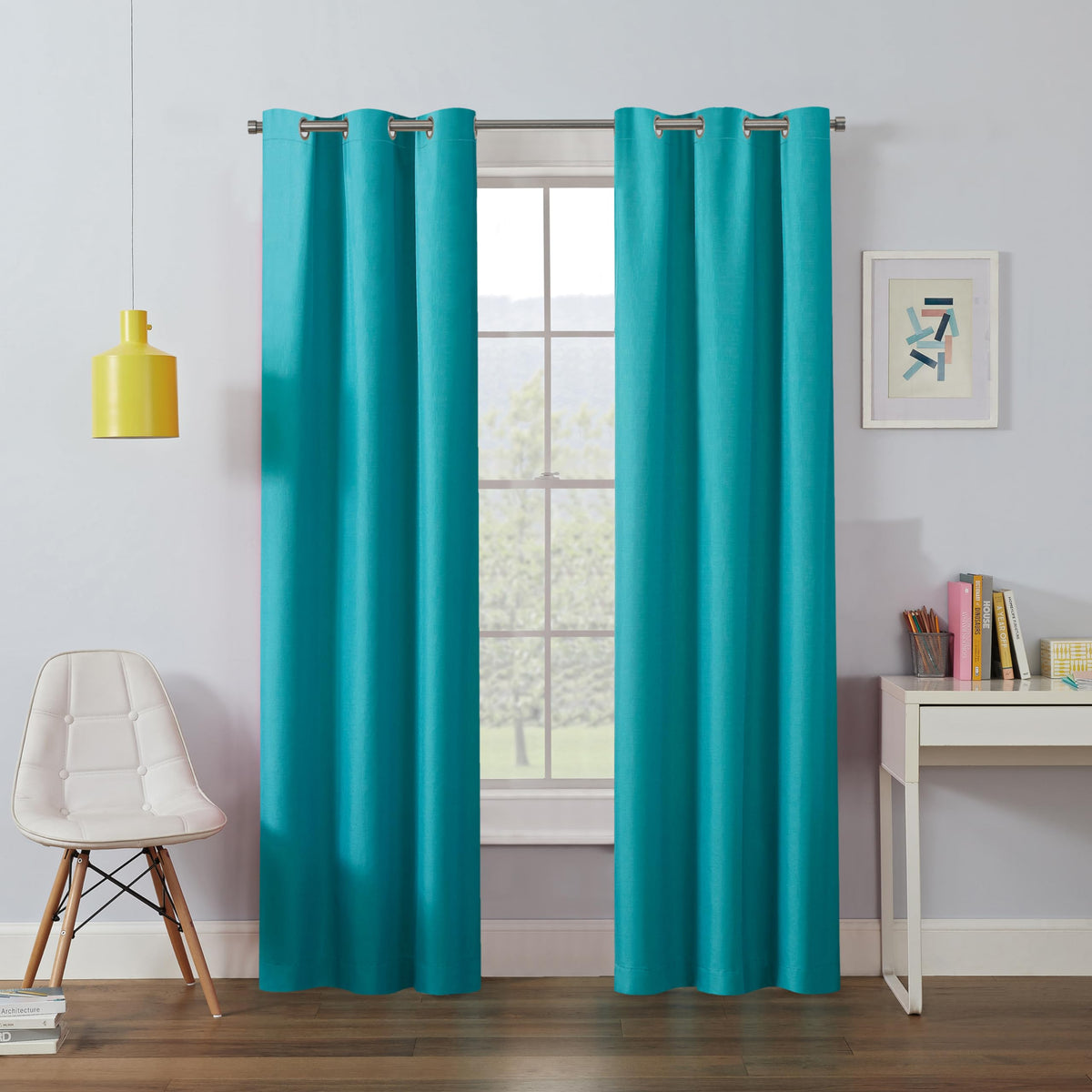ECLIPSE Kendall Modern Blackout Thermal Rod Pocket Window Curtain for Bedroom or Living Room (1 Panel), 42 X 84, White