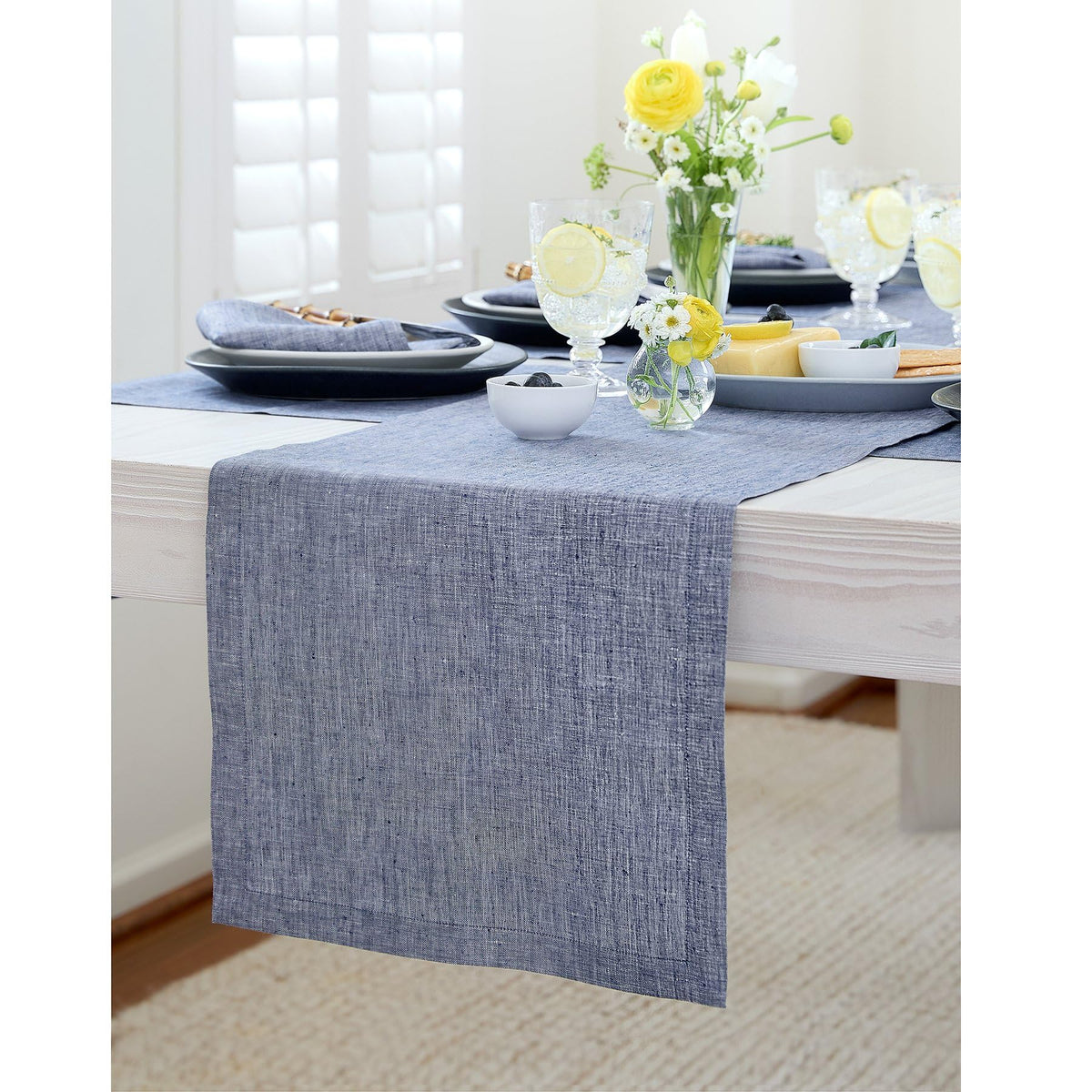 Solino Home 100% Pure Linen Table Runner Natural Long, Athena 14 x 108 in