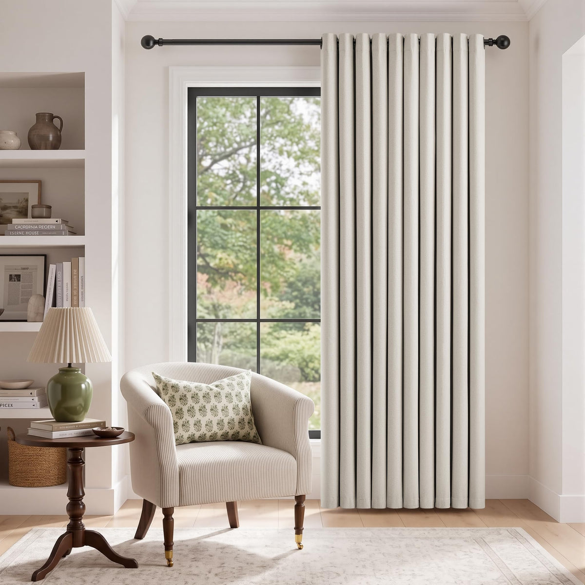 Natural Ivory 100% Blackout Grommet Linen Curtains 90 Inch Long 2 Panels