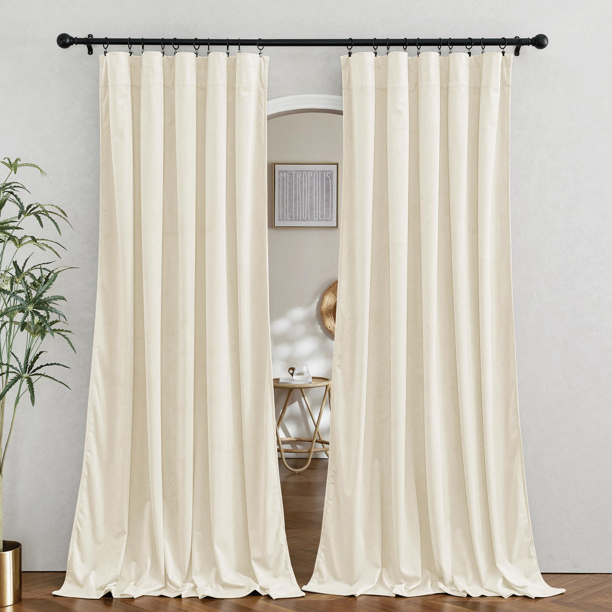 RYB HOME Green Velvet Blackout Curtains 84 inches for Bedroom Living Room