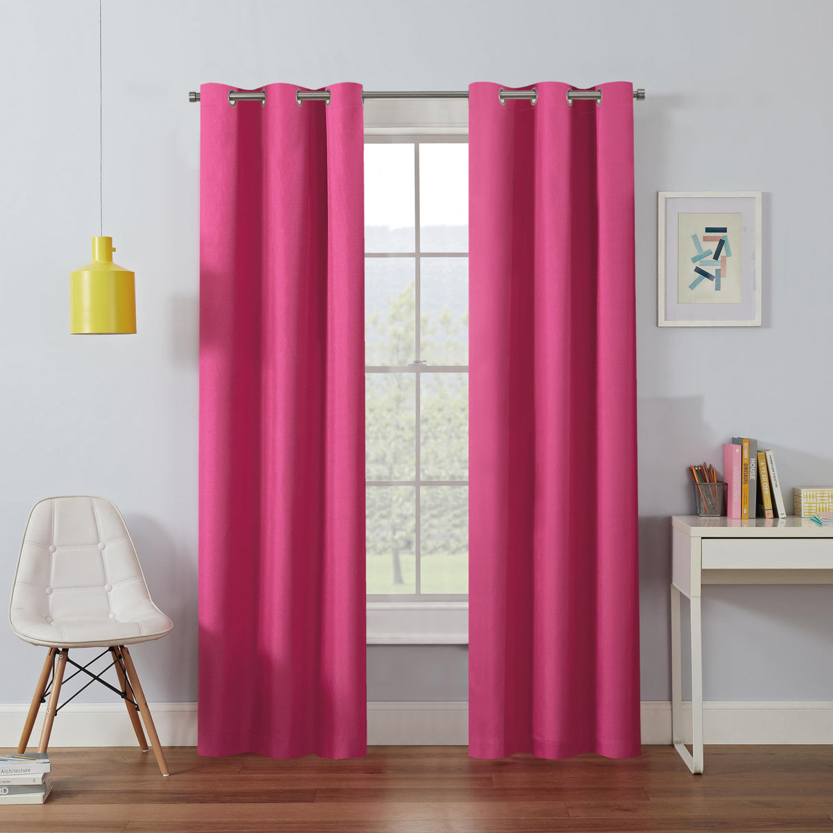 ECLIPSE Kendall Modern Blackout Thermal Rod Pocket Window Curtain for Bedroom or Living Room (1 Panel), 42 X 84, White