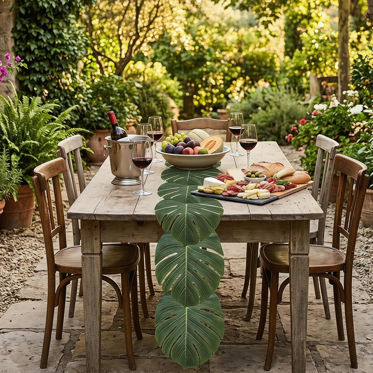 4pcs Artificial Palm Leaves Table Runners Tropical Palm Leaves Table Decorations 70 Inch Hawaiian Leaf Table Runner for Summer Wedding Hawaiian Luau Theme Party Supply Table Wall Decorations