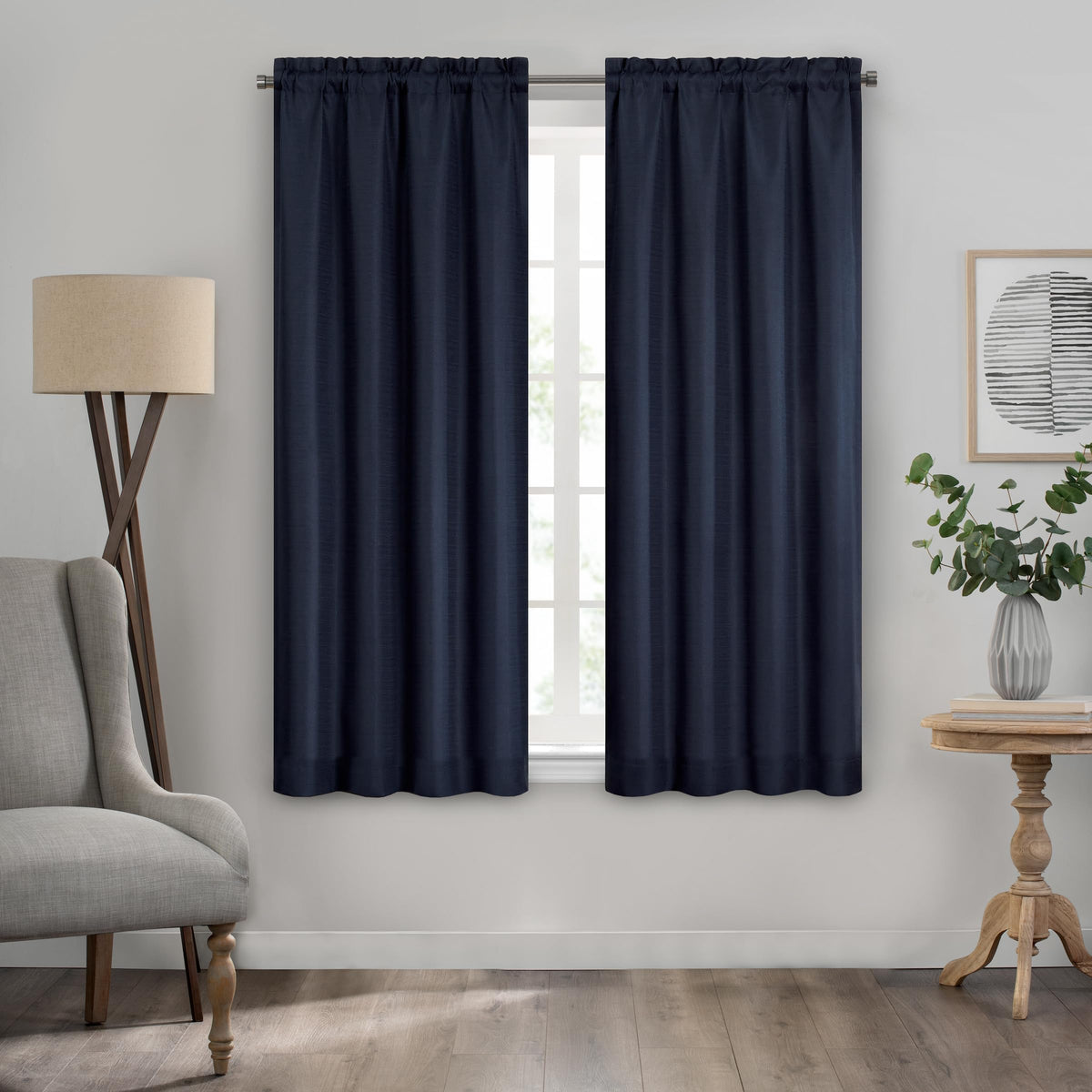ECLIPSE Kendall Modern Blackout Thermal Rod Pocket Window Curtain for Bedroom or Living Room (1 Panel), 42 X 84, White