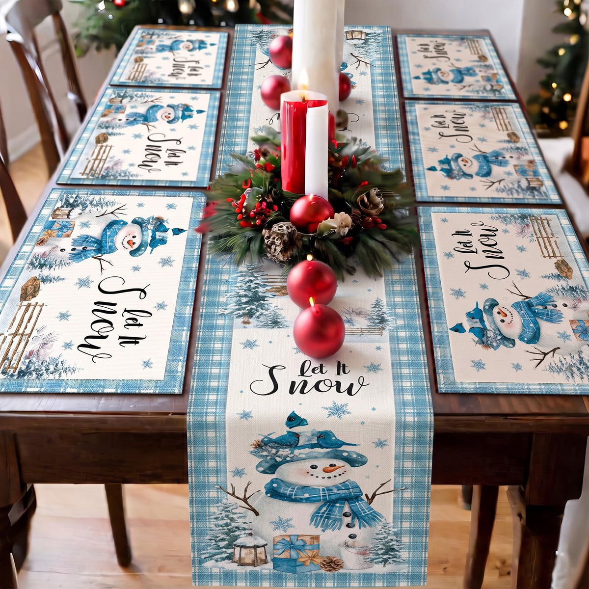 Patelai 7 Pcs Fall Table Runner and Placemats Set, Serve 6