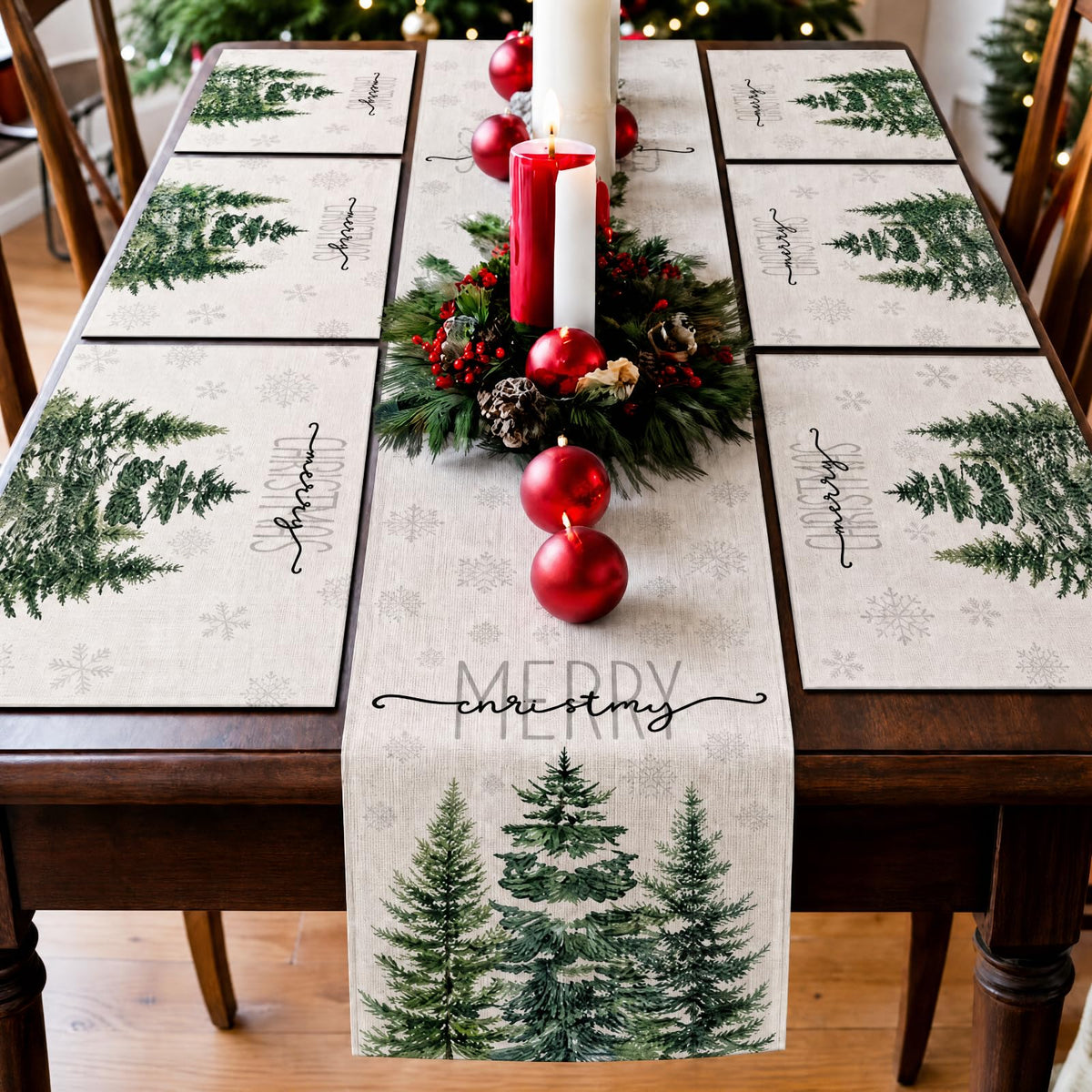 Patelai 7 Pcs Fall Table Runner and Placemats Set, Serve 6