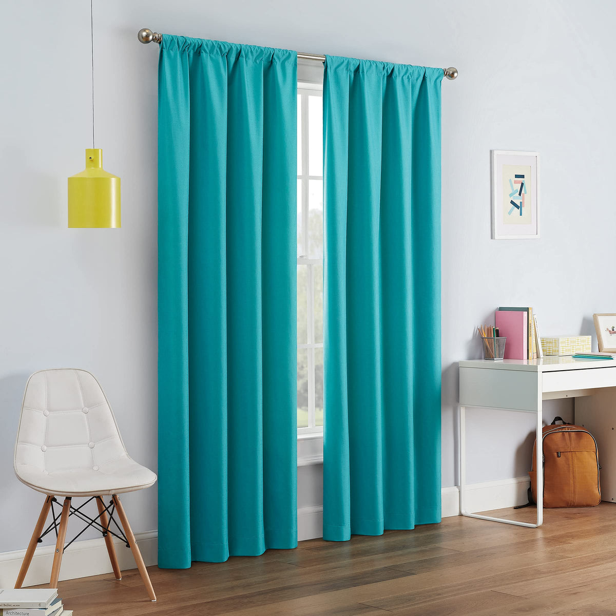 ECLIPSE Kendall Modern Blackout Thermal Rod Pocket Window Curtain for Bedroom or Living Room (1 Panel), 42 X 84, White