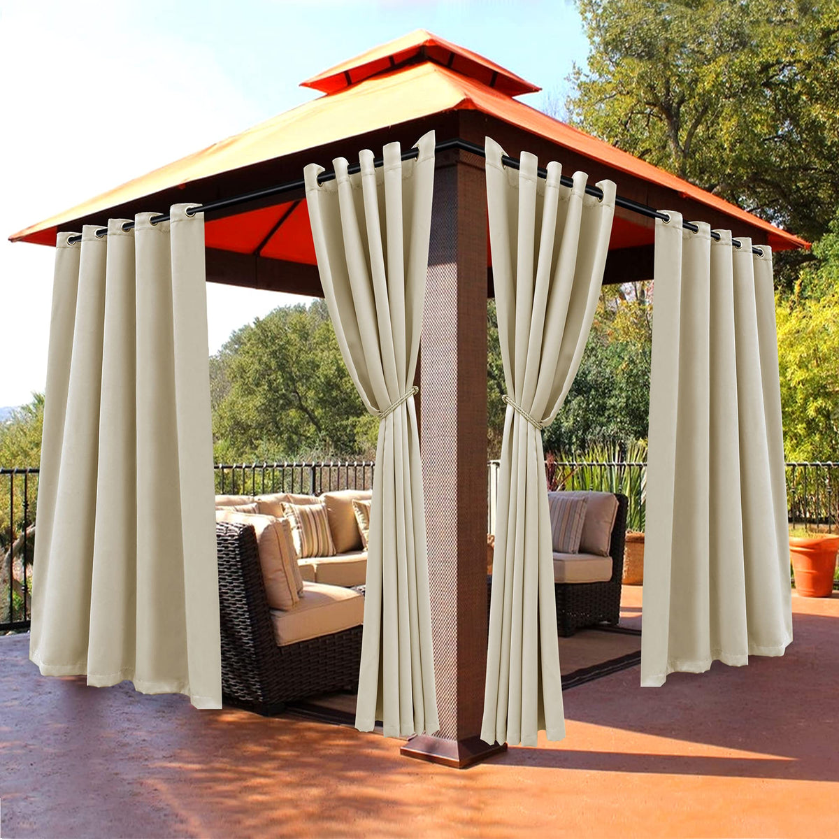 BONZER Outdoor Curtains for Patio Waterproof Light Blocking Privacy