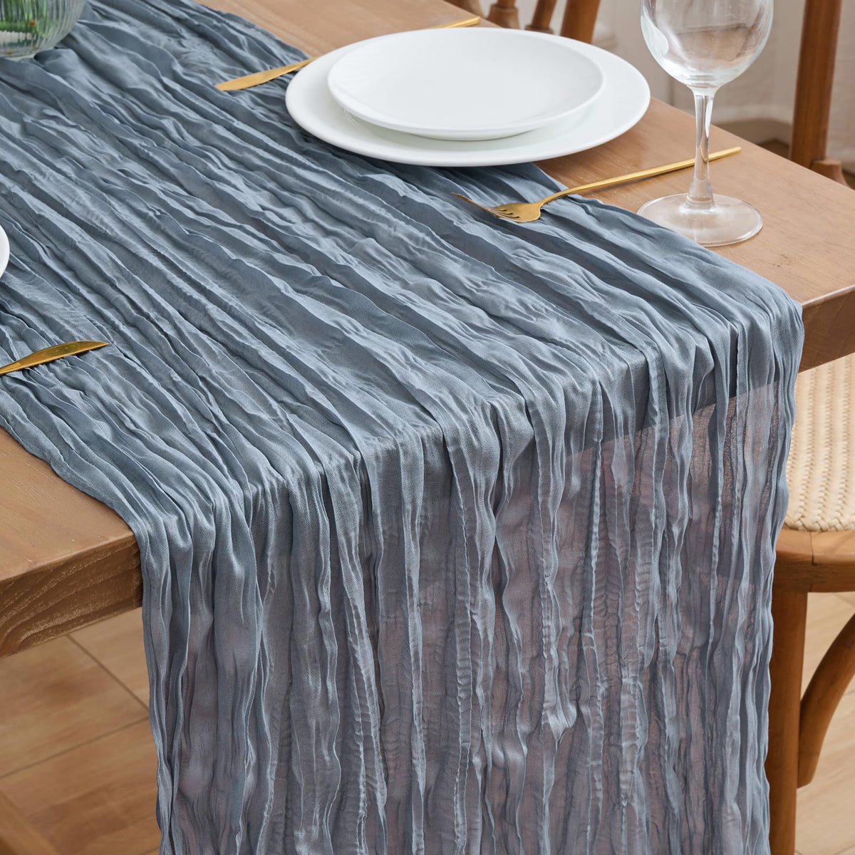Asee'm Emerald Green Cheesecloth Table Runner Christmas Fall Rustic 10FT
