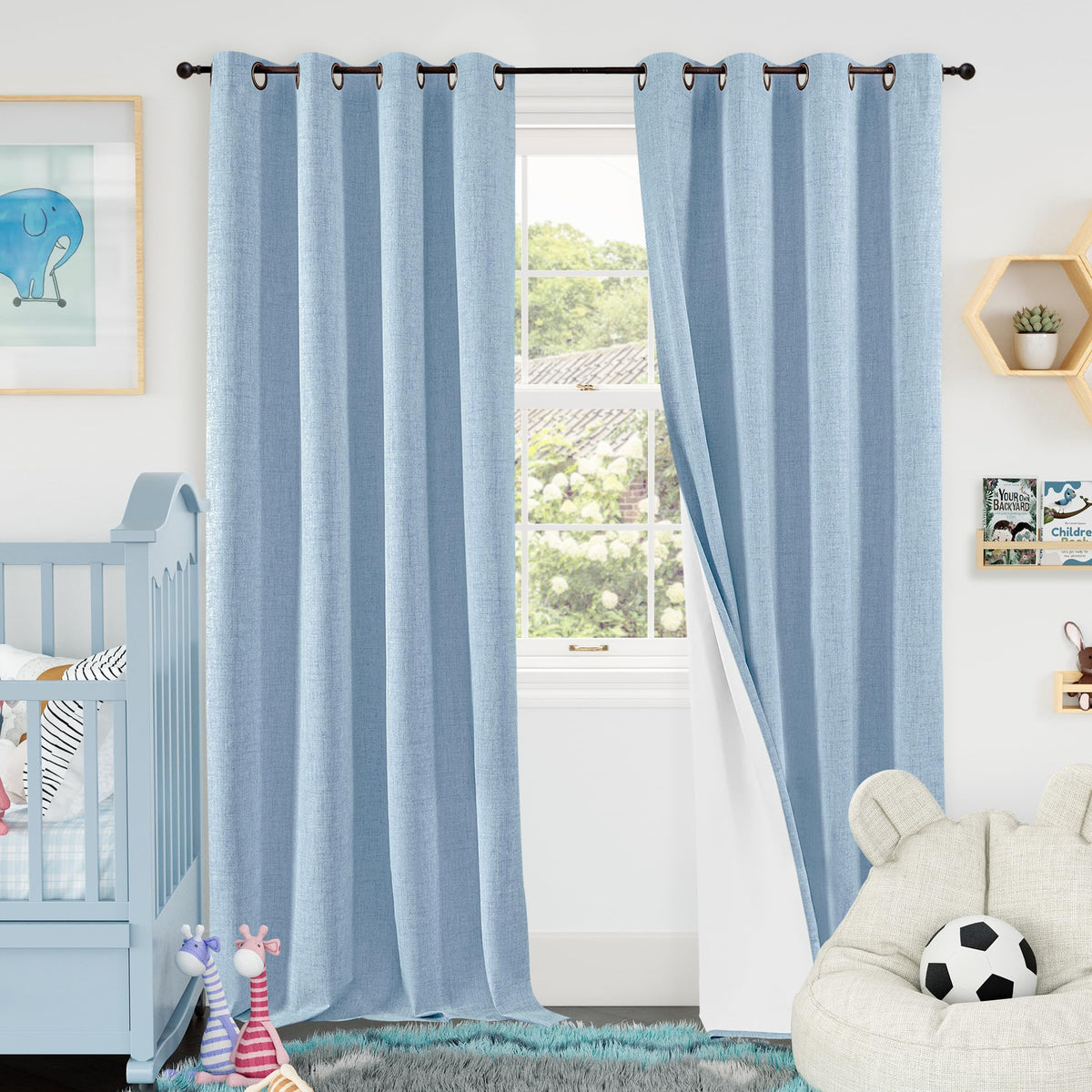 Lajode Natural Linen Blackout Curtains for Bedroom - 52x84 Inch 2 Panels