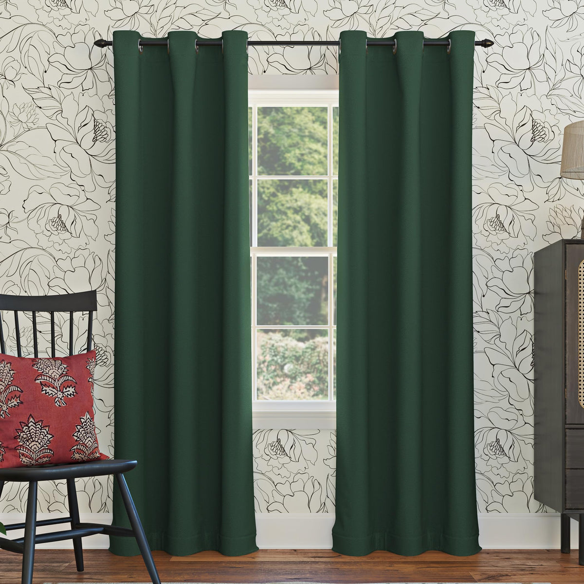 Sun Zero Easton Energy Saving Blackout Grommet Curtain Panel, 40" x 63", Sage Green
