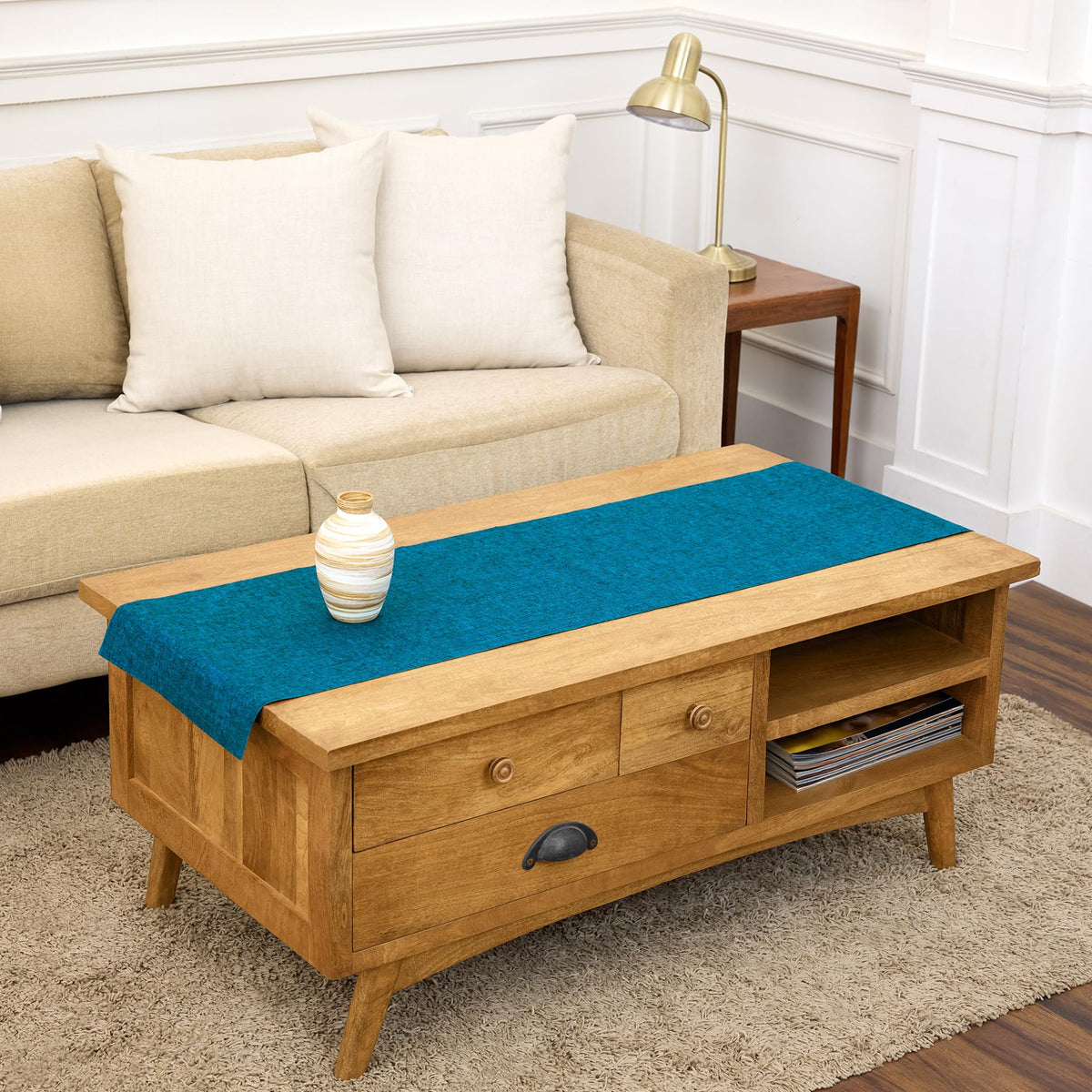 Solino Home 100% Pure Linen Table Runner Natural Long, Athena 14 x 108 in