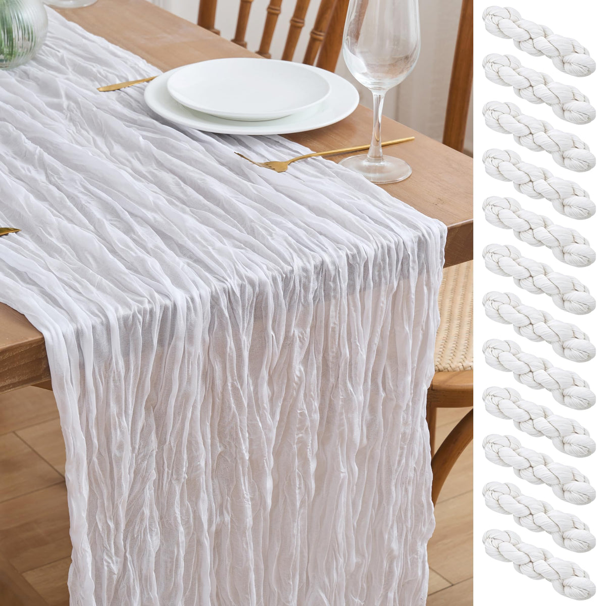 Asee'm Emerald Green Cheesecloth Table Runner Christmas Fall Rustic 10FT
