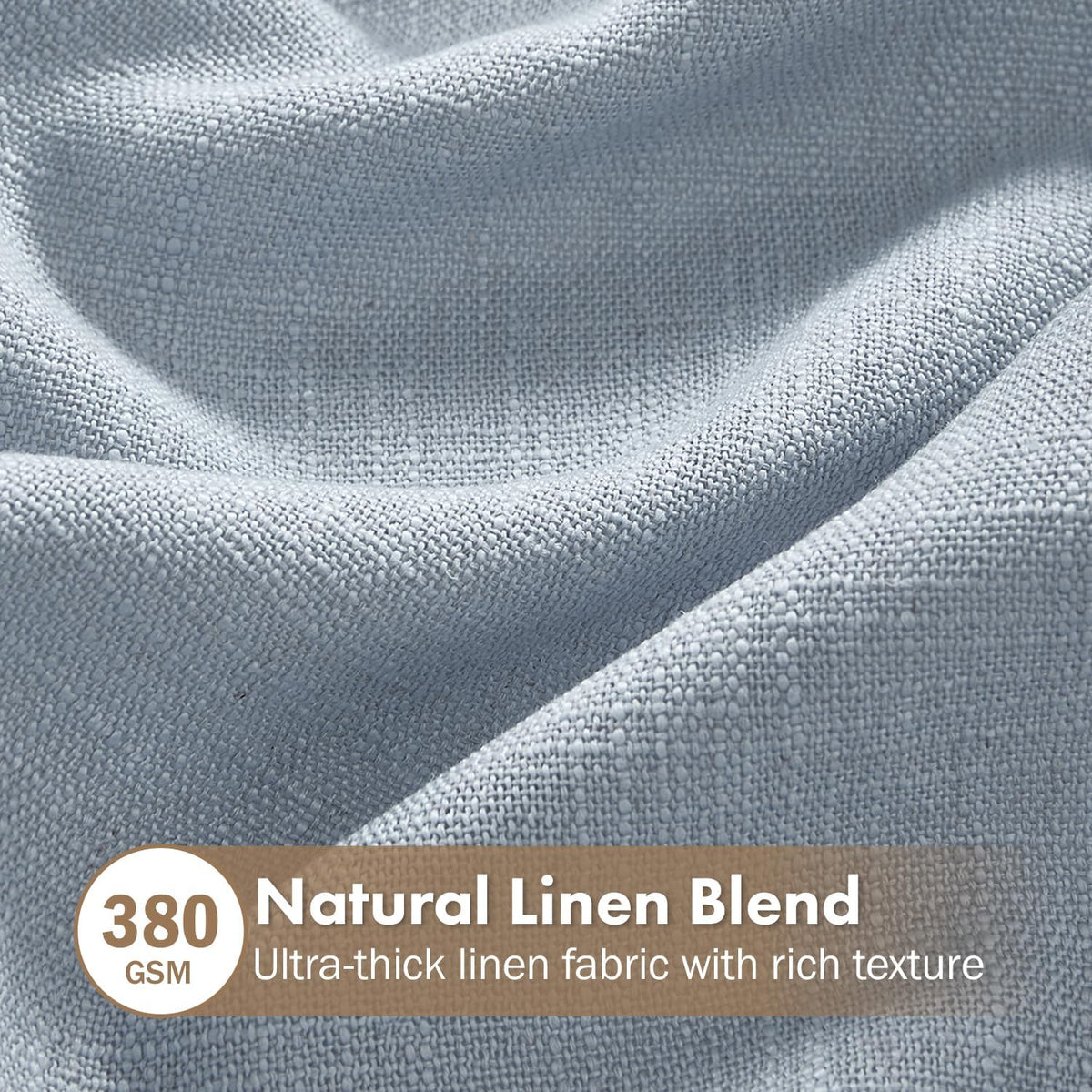 MIULEE Thick Linen Curtains 96 Inches Long Light Blue Semi Sheer for Farmhouse/Living Room/Bedroom, Linen Textured Light Filtering Window Privacy Drapes with Back Tab Rod Pocket, 42Wx96L, Set of 2