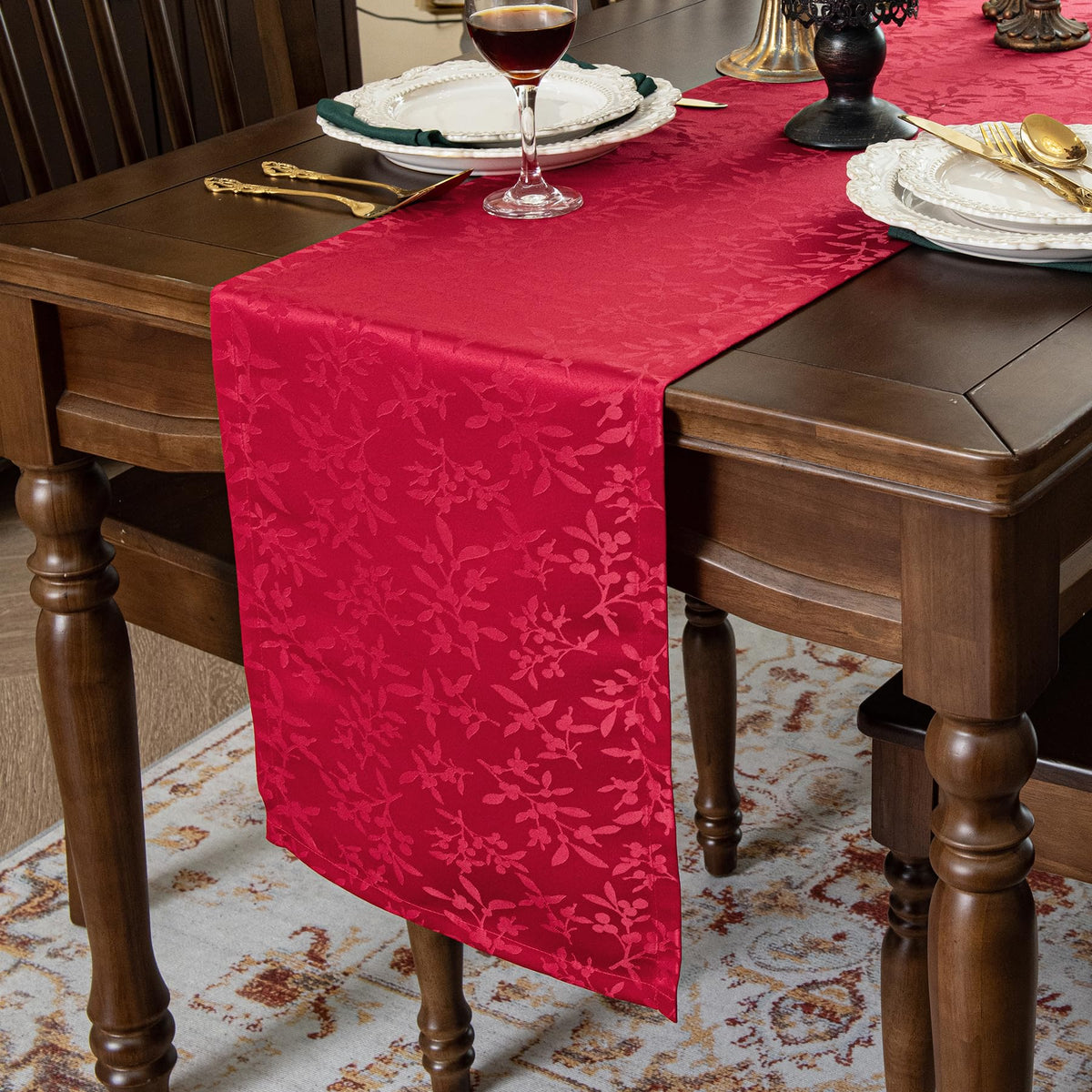 Joyfol Day Jacquard Autumn Table Runner,Fall Countryside Leaves Thanksgiving Table Runners,Waterproof Kitchen Dining Harvest Holiday Tabletop Decoration(14x36 Inch,Rust/Burnt Orange)