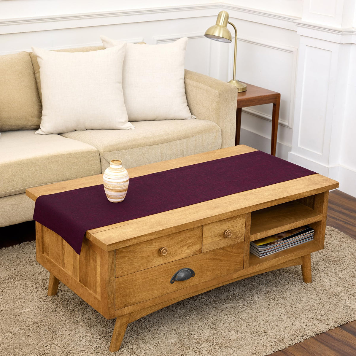 Solino Home 100% Pure Linen Table Runner Natural Long, Athena 14 x 108 in