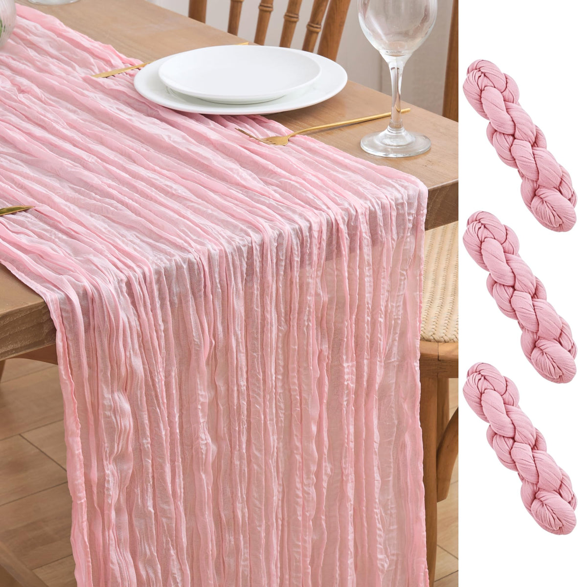 Asee'm Emerald Green Cheesecloth Table Runner Christmas Fall Rustic 10FT