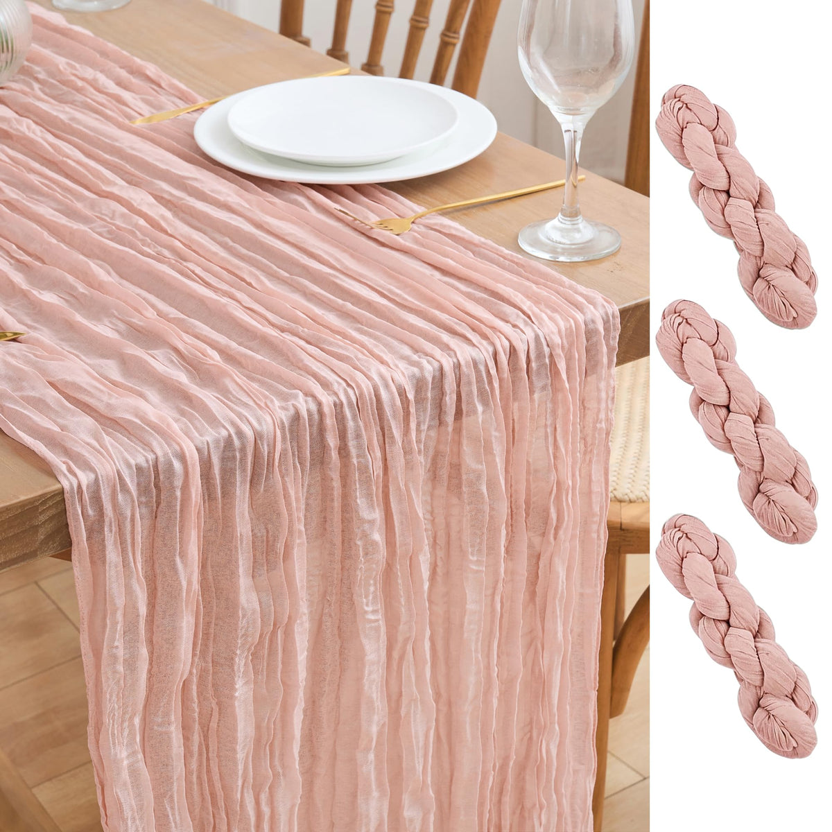 Asee'm Emerald Green Cheesecloth Table Runner Christmas Fall Rustic 10FT
