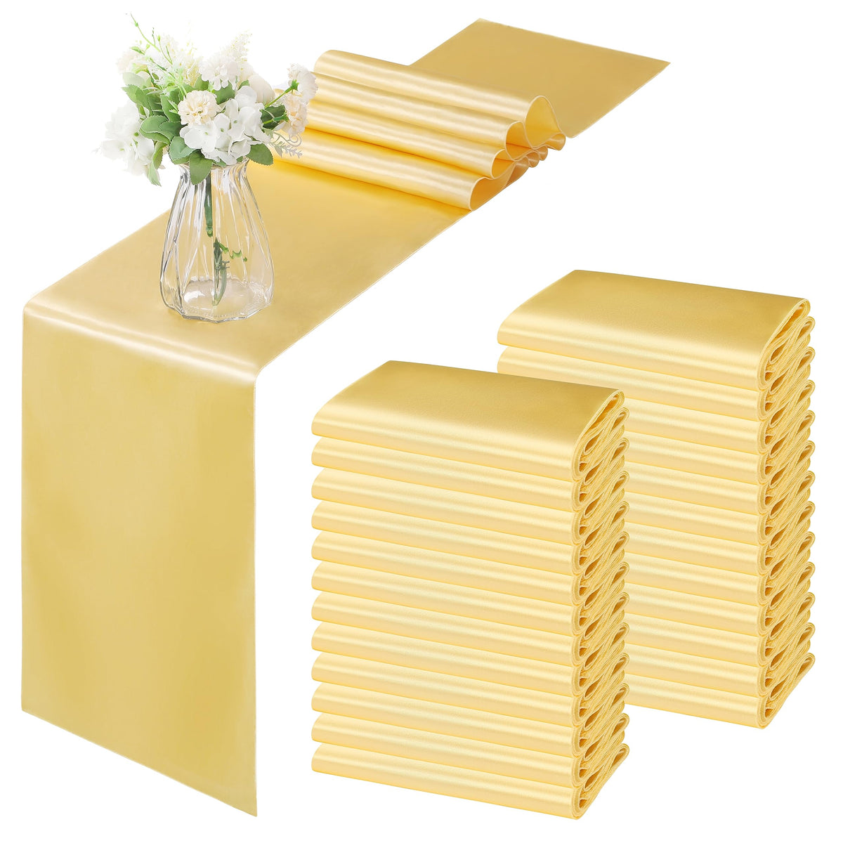 Horbaunal 24 Pack Sage Green Satin Table Runner 12 x 108 Inch