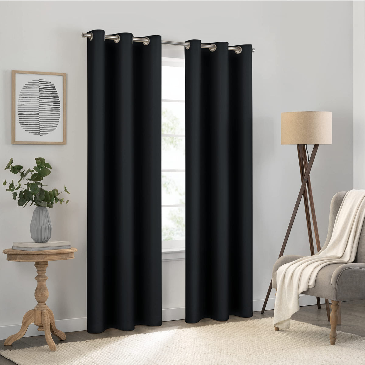 ECLIPSE Kendall Modern Blackout Thermal Rod Pocket Window Curtain for Bedroom or Living Room (1 Panel), 42 X 84, White
