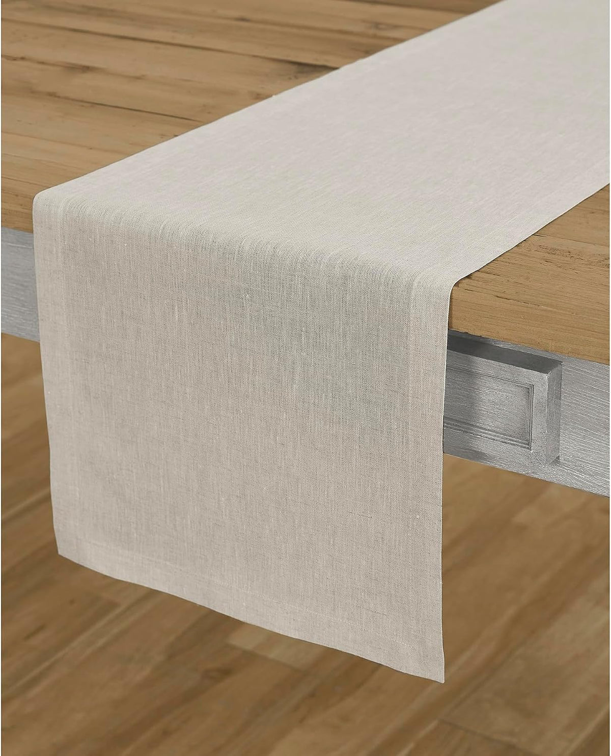 Solino Home 100% Pure Linen Table Runner Natural Long, Athena 14 x 108 in