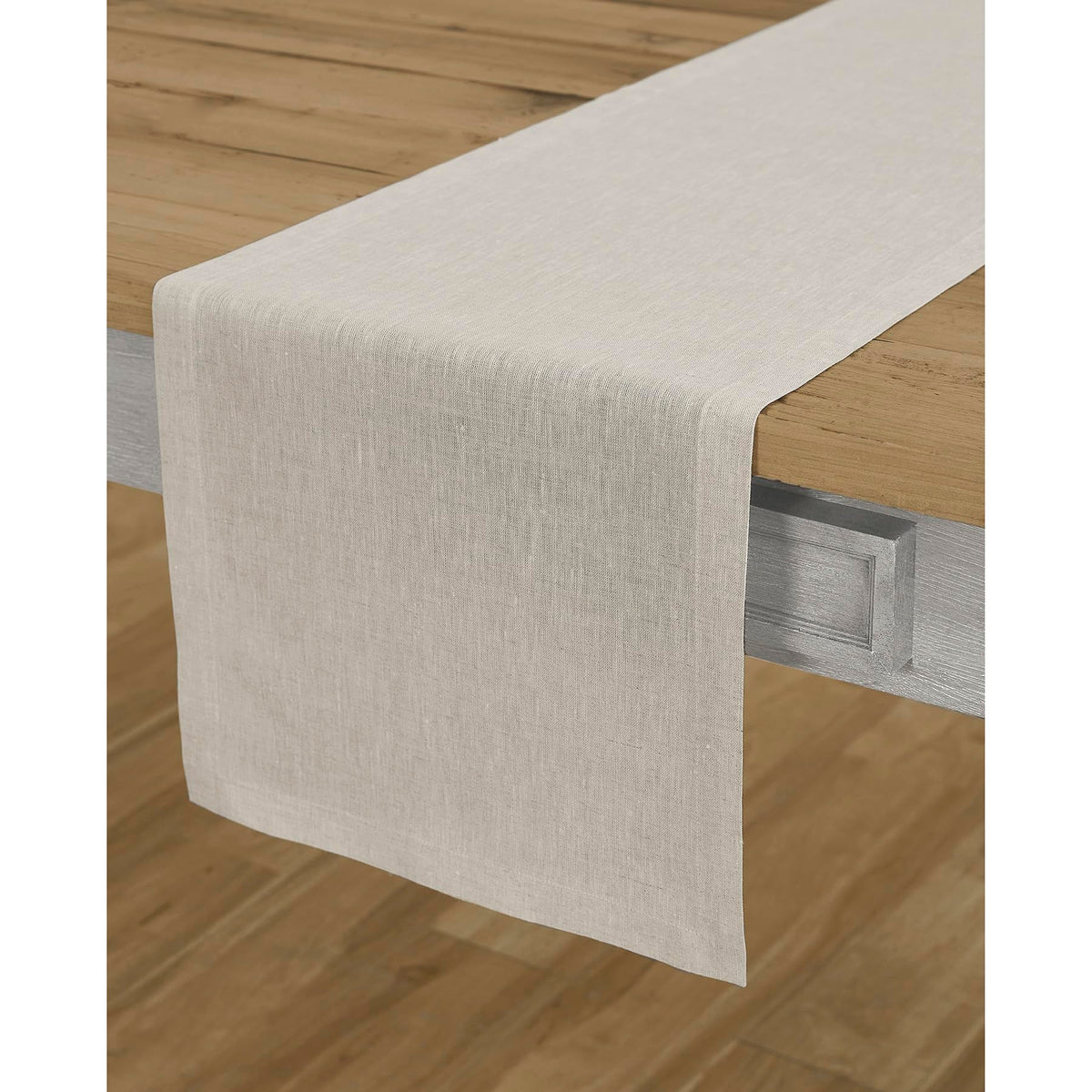 Solino Home 100% Pure Linen Table Runner Natural Long, Athena 14 x 108 in