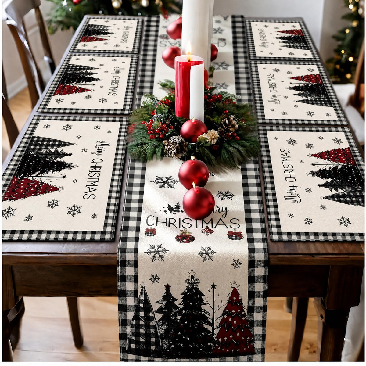 Patelai 7 Pcs Fall Table Runner and Placemats Set, Serve 6