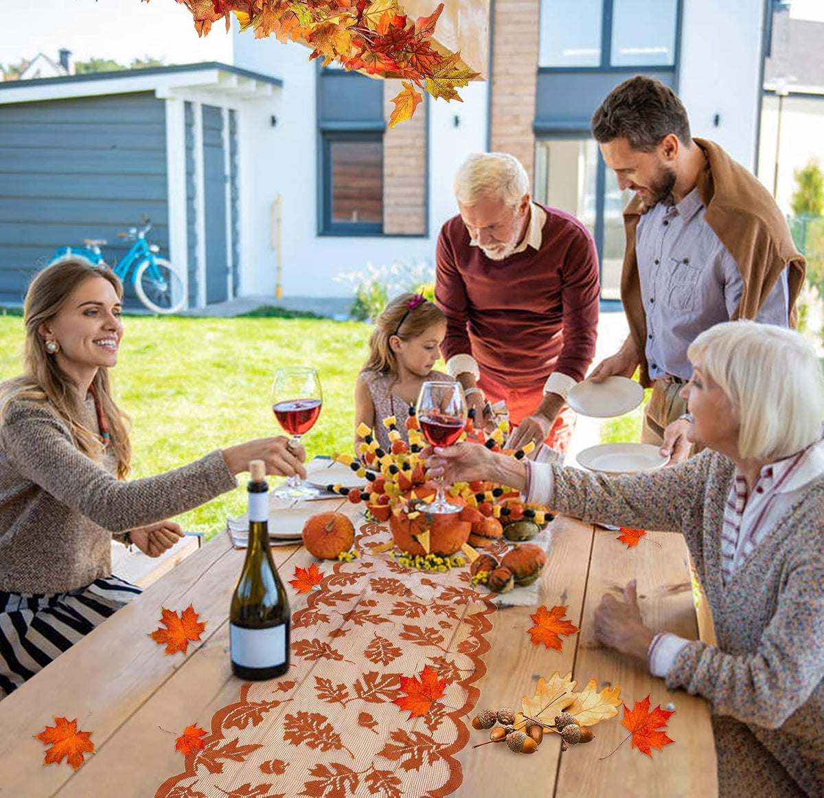 Attmu 2 Pack Thanksgiving Table Runner, Fall Table Runner Decor for Home