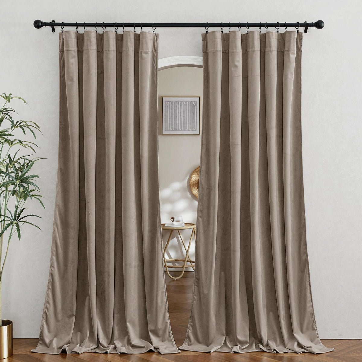 RYB HOME Green Velvet Blackout Curtains 84 inches for Bedroom Living Room