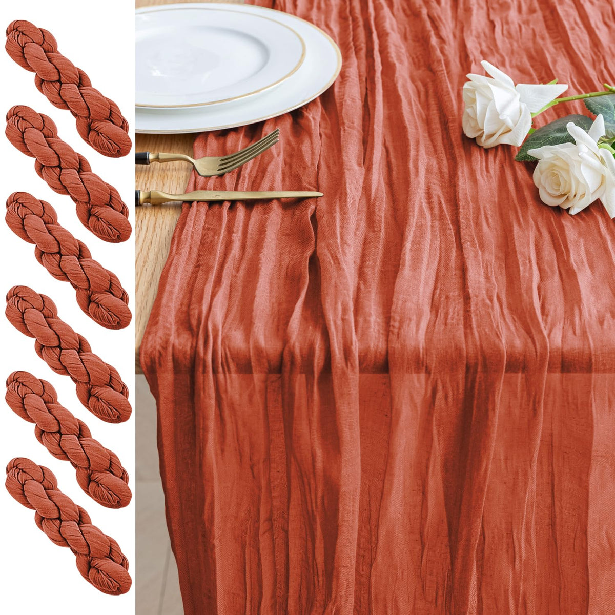 Cheesecloth Table Runner 10FT Blushing Pink Boho Gauze Sheer Runners