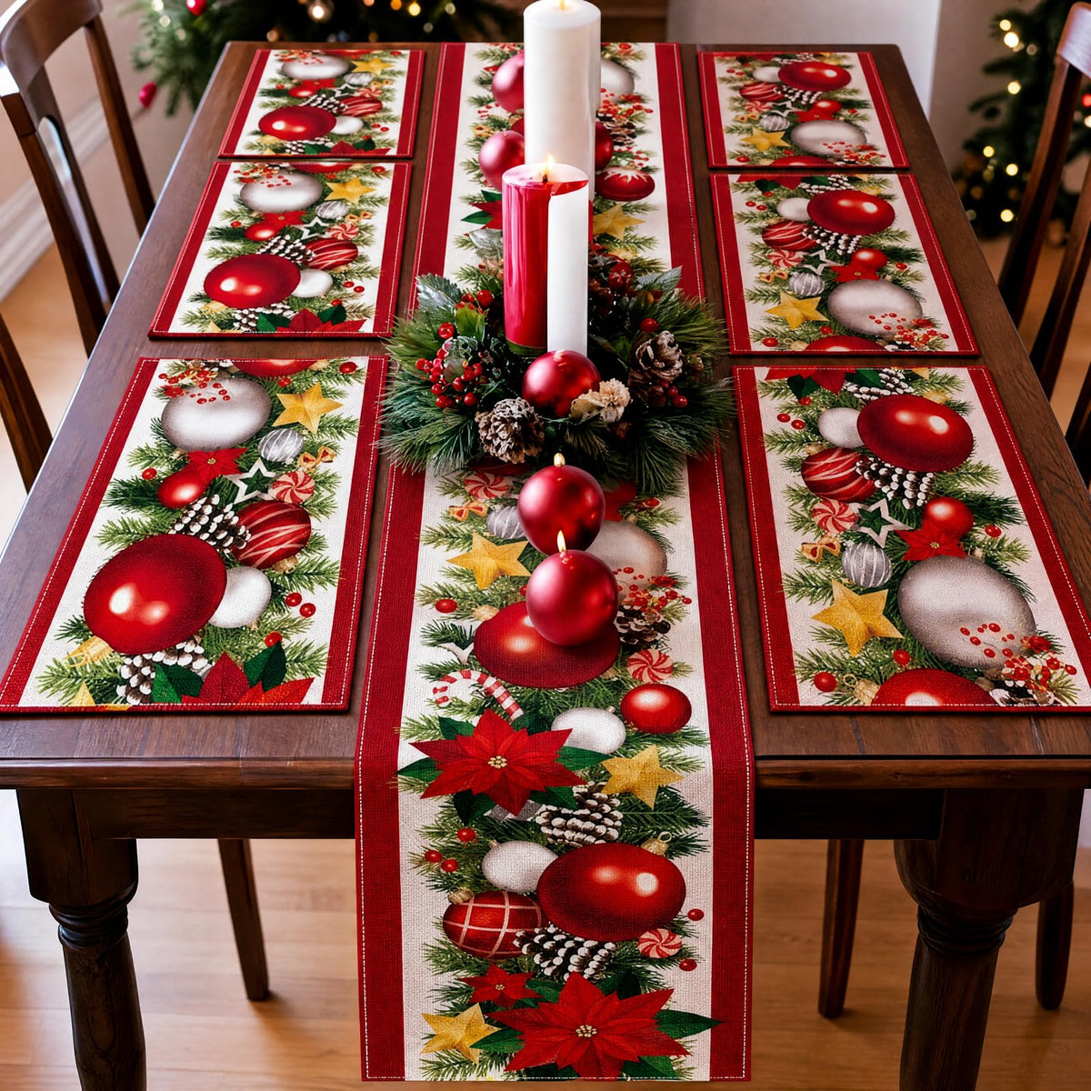 Patelai 7 Pcs Fall Table Runner and Placemats Set, Serve 6