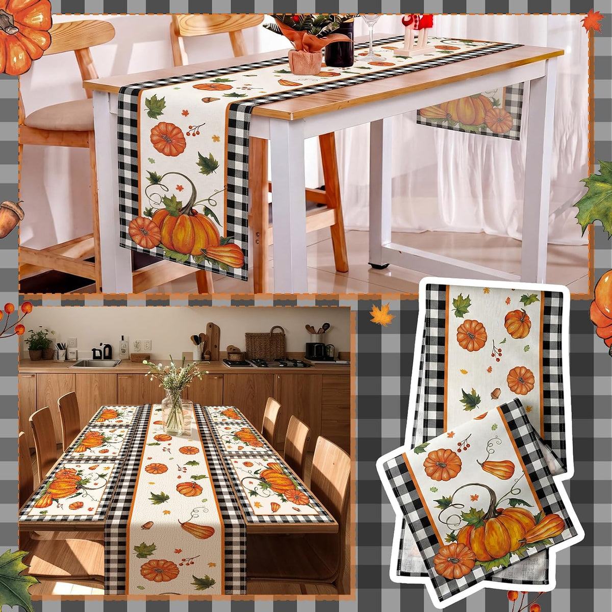 Patelai 7 Pcs Fall Table Runner and Placemats Set, Serve 6