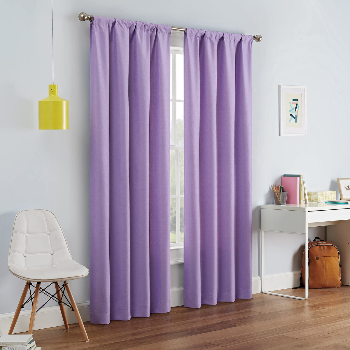 ECLIPSE Kendall Modern Blackout Thermal Rod Pocket Window Curtain for Bedroom or Living Room (1 Panel), 42 X 84, White