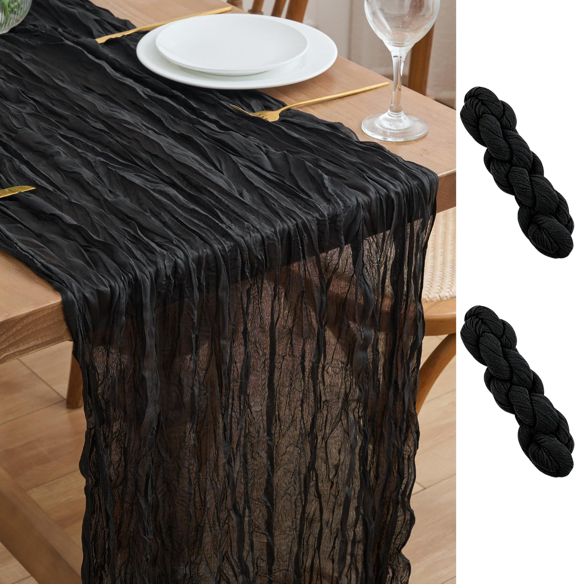 Asee'm Emerald Green Cheesecloth Table Runner Christmas Fall Rustic 10FT