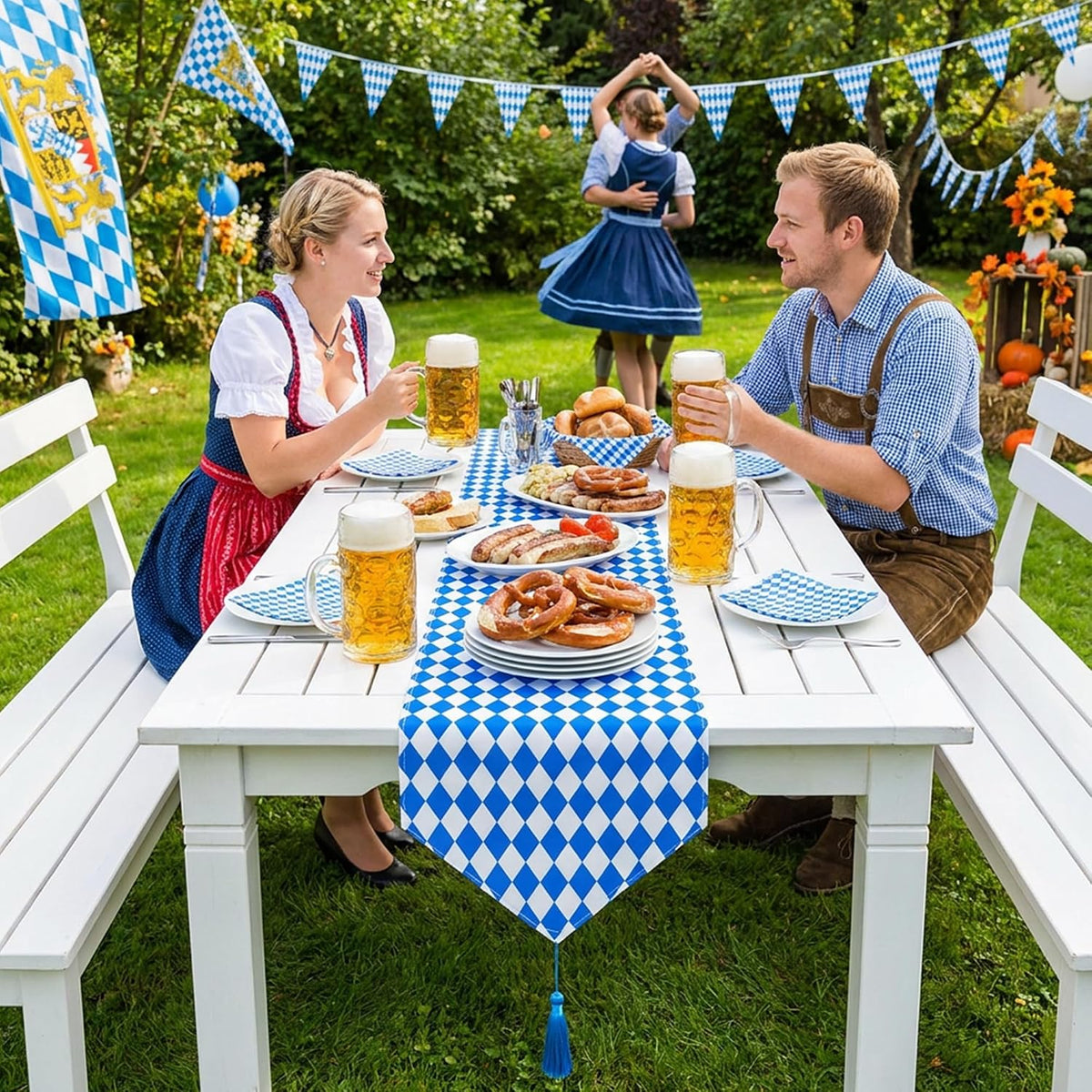 6 Pack 118'' x 12'' Oktoberfest Table Runner with Tassels